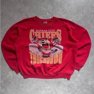 90s Vintage Kansas City Chiefs Looney Tunes Taz Red Crewneck Size L